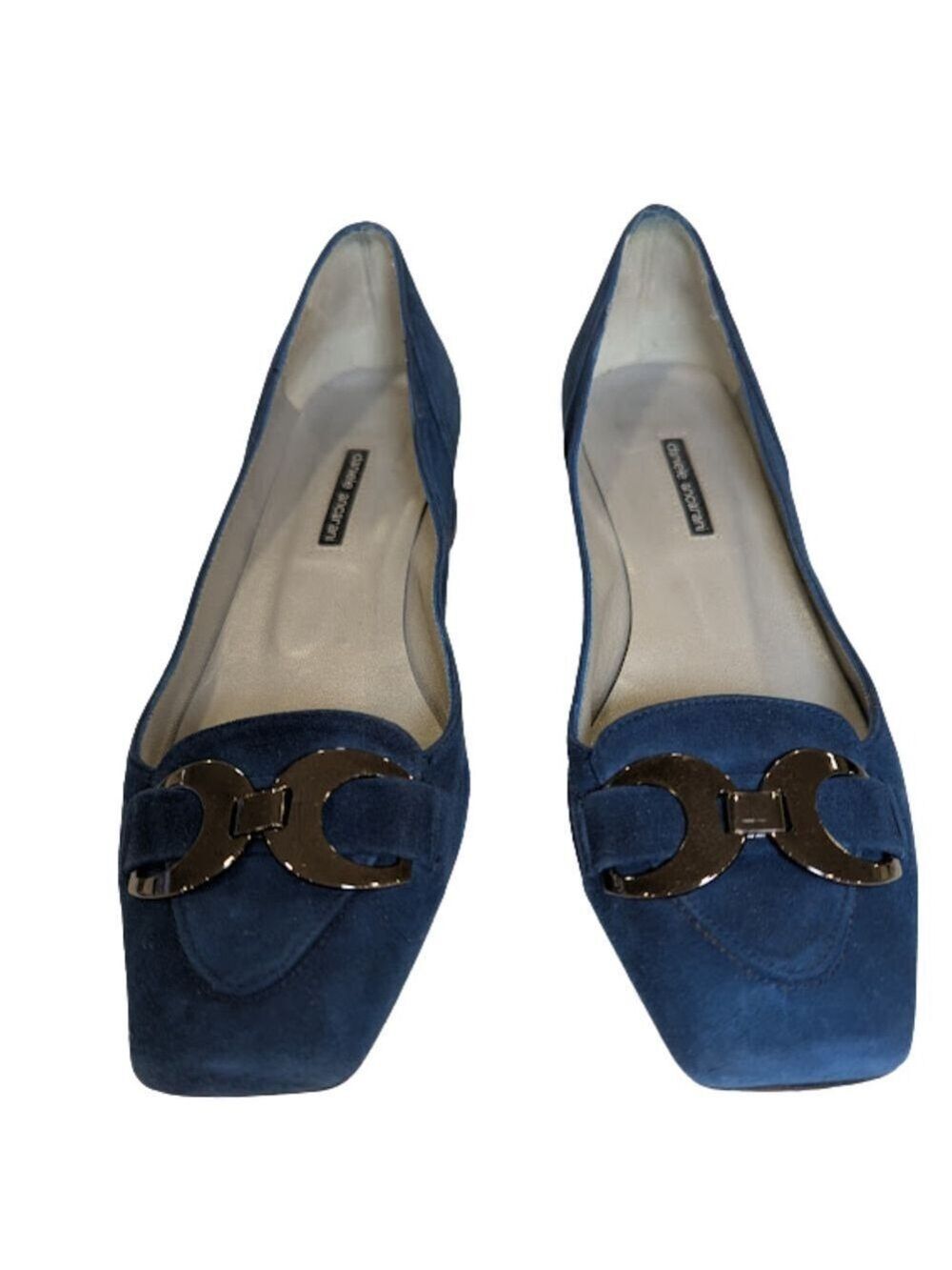 Daniele Ancarani Blue Suede Block Heel Pumps Square Toe Quiet Luxury EU 36.5 - Picture 2 of 11